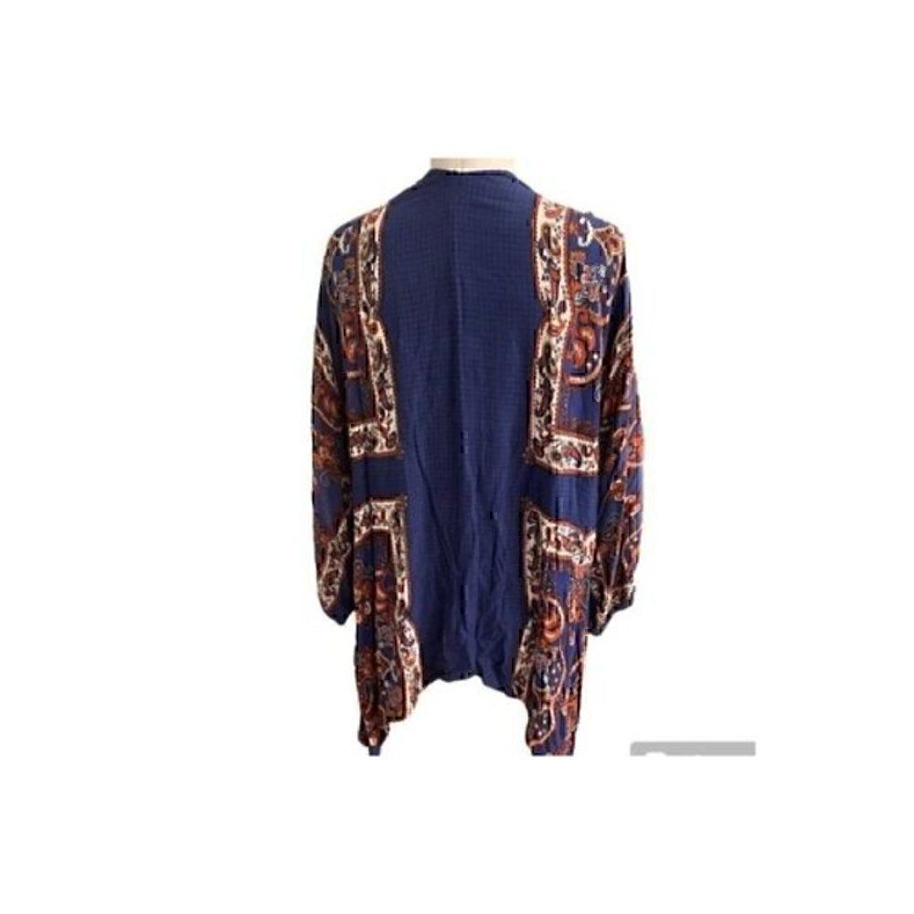 Flying Tomato, Navy Blue Cardigan with Embroidery  Drawstring Bell Sleeves S - Picture 7 of 9